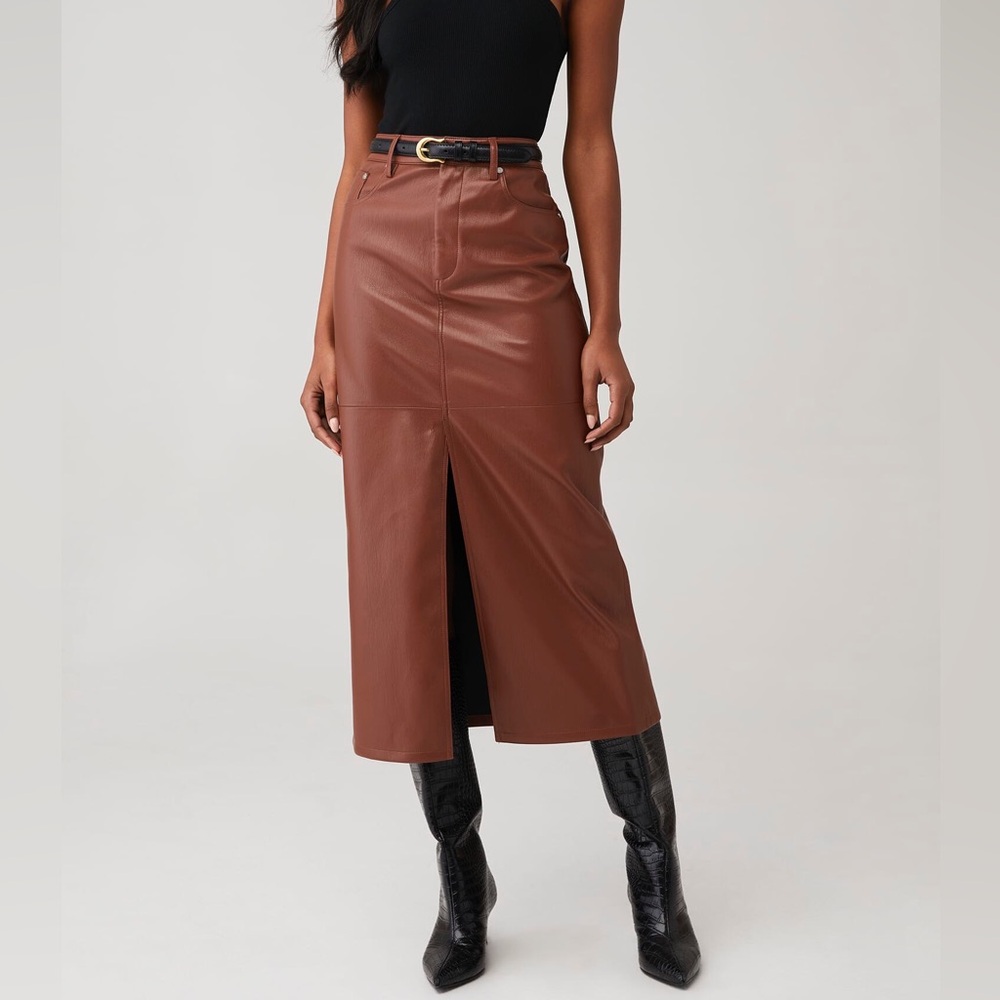 Blank NYC Brown Leather Pencil Skirt